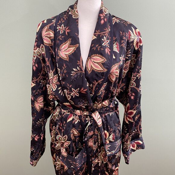 Vintage Victorias Secret Robe Floral Satin Long Womens Small Purple Belted 90s - Picture 2 of 13